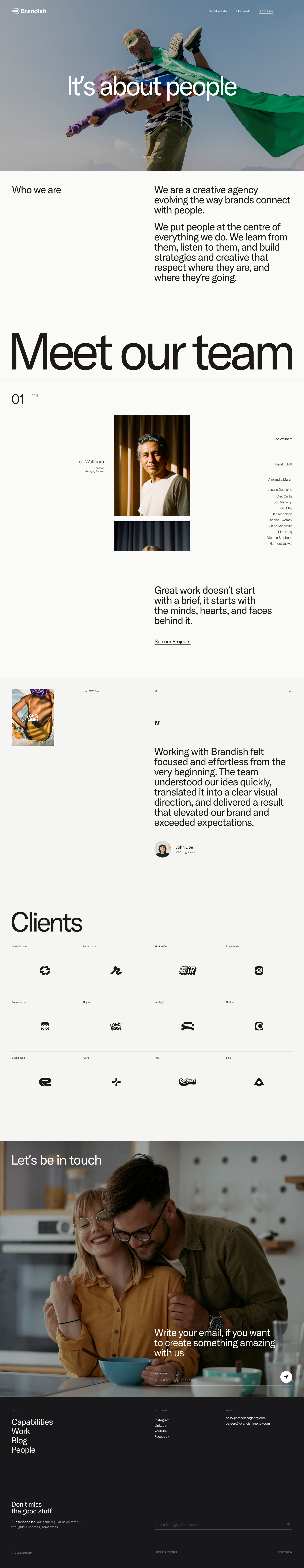 Team page with elegant layout